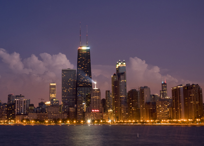 skyline night Vé máy bay đi Chicago